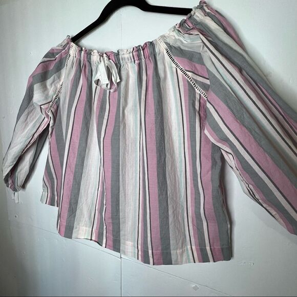 Nwot Victoria Secret boho off the shoulder striped top oversized fit XS - Picture 15 of 15
